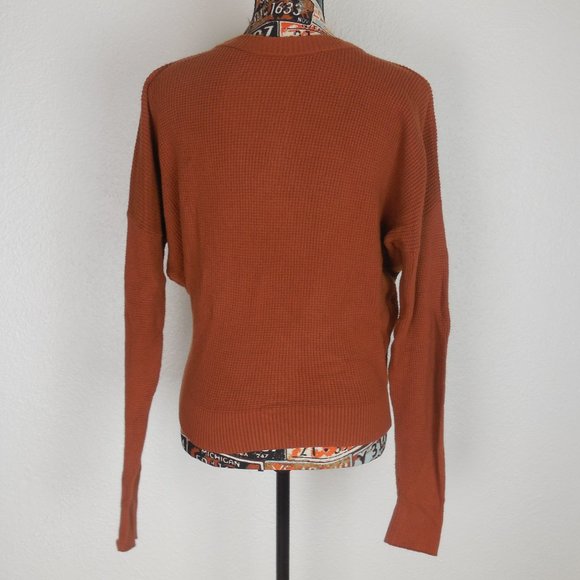 Splendid Sibyl Surplice Waffle Knit Brown Sweater - Picture 4 of 10